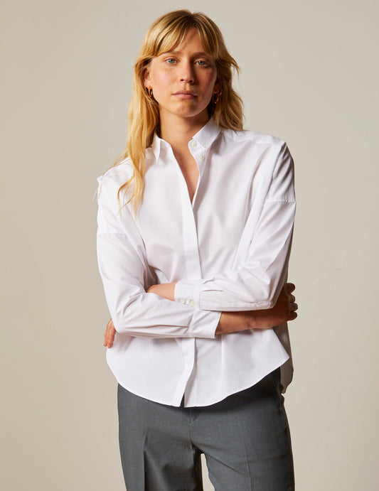 Célina white oversize shirt - Popeline