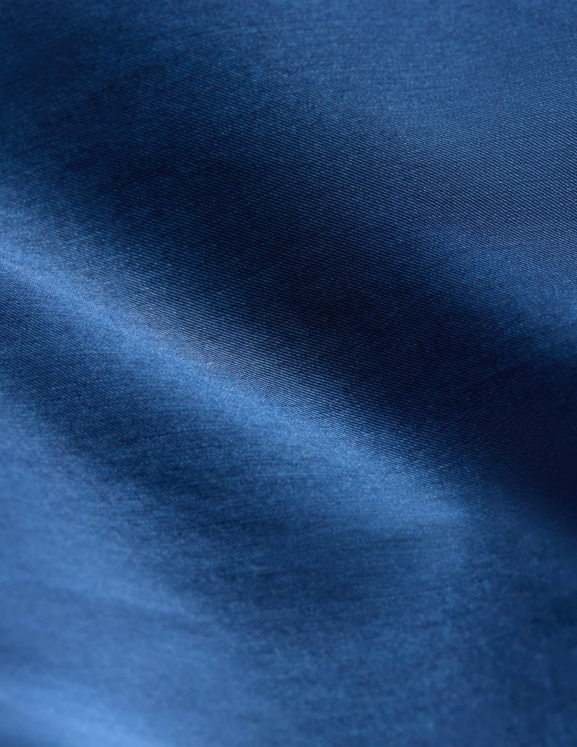 Navy blue denim Carl shirt - Twill - Open straight Collar