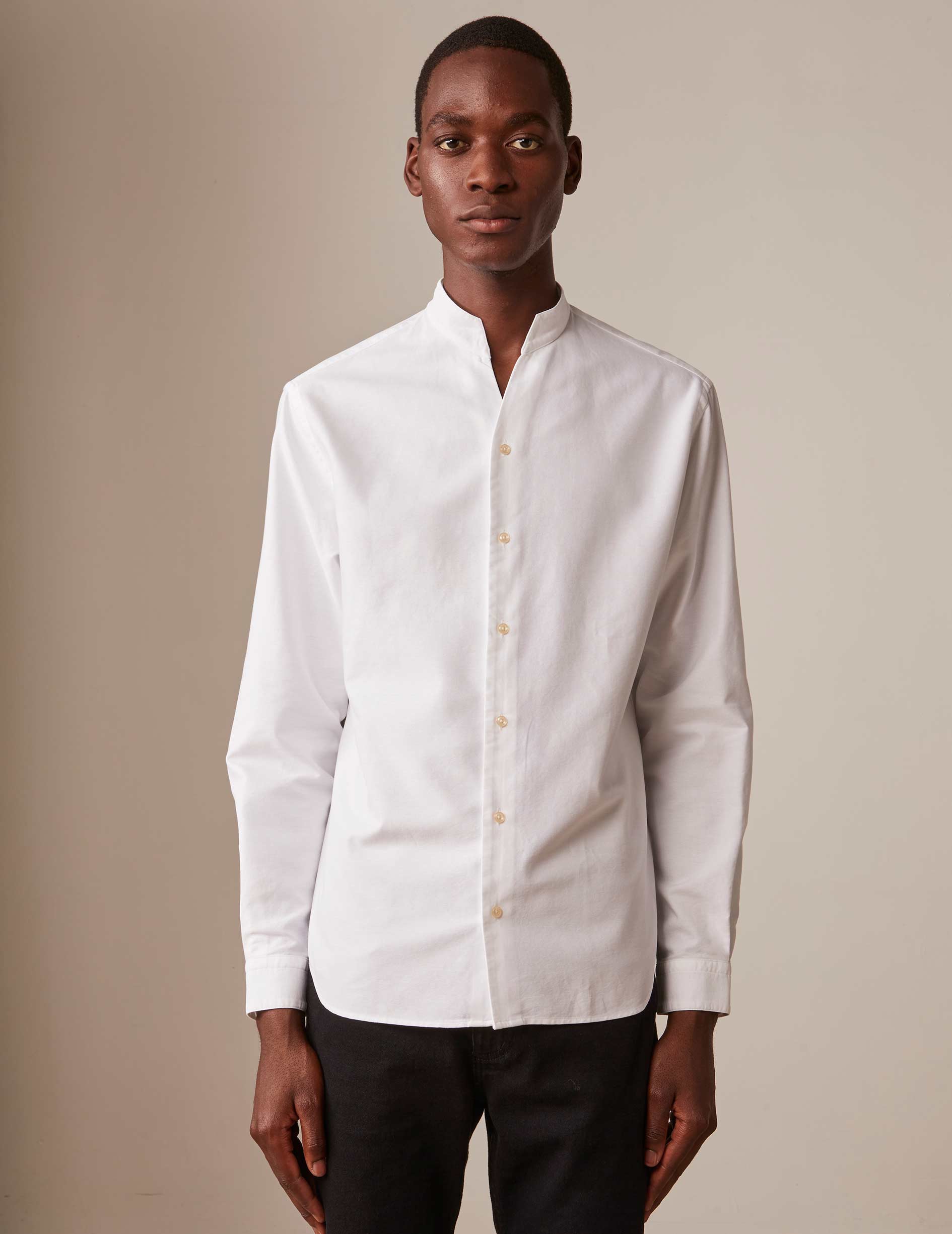 White Carl shirt - Oxford - Open straight Collar