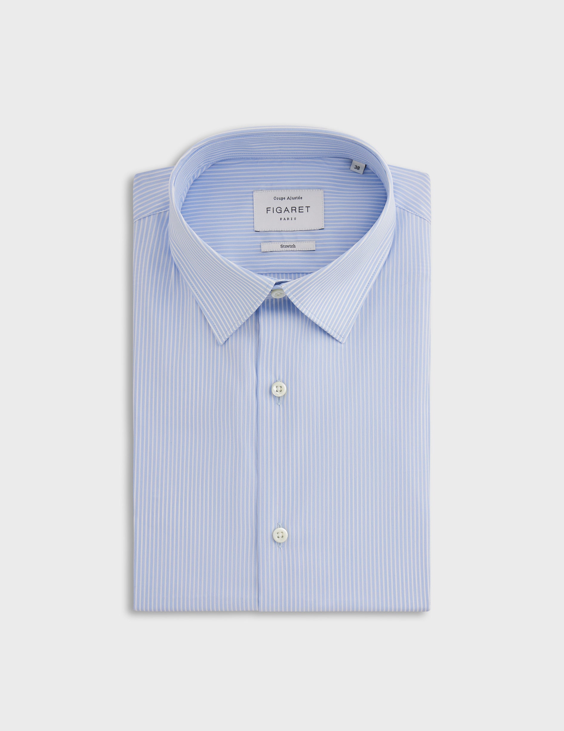 Fitted blue striped stretch shirt