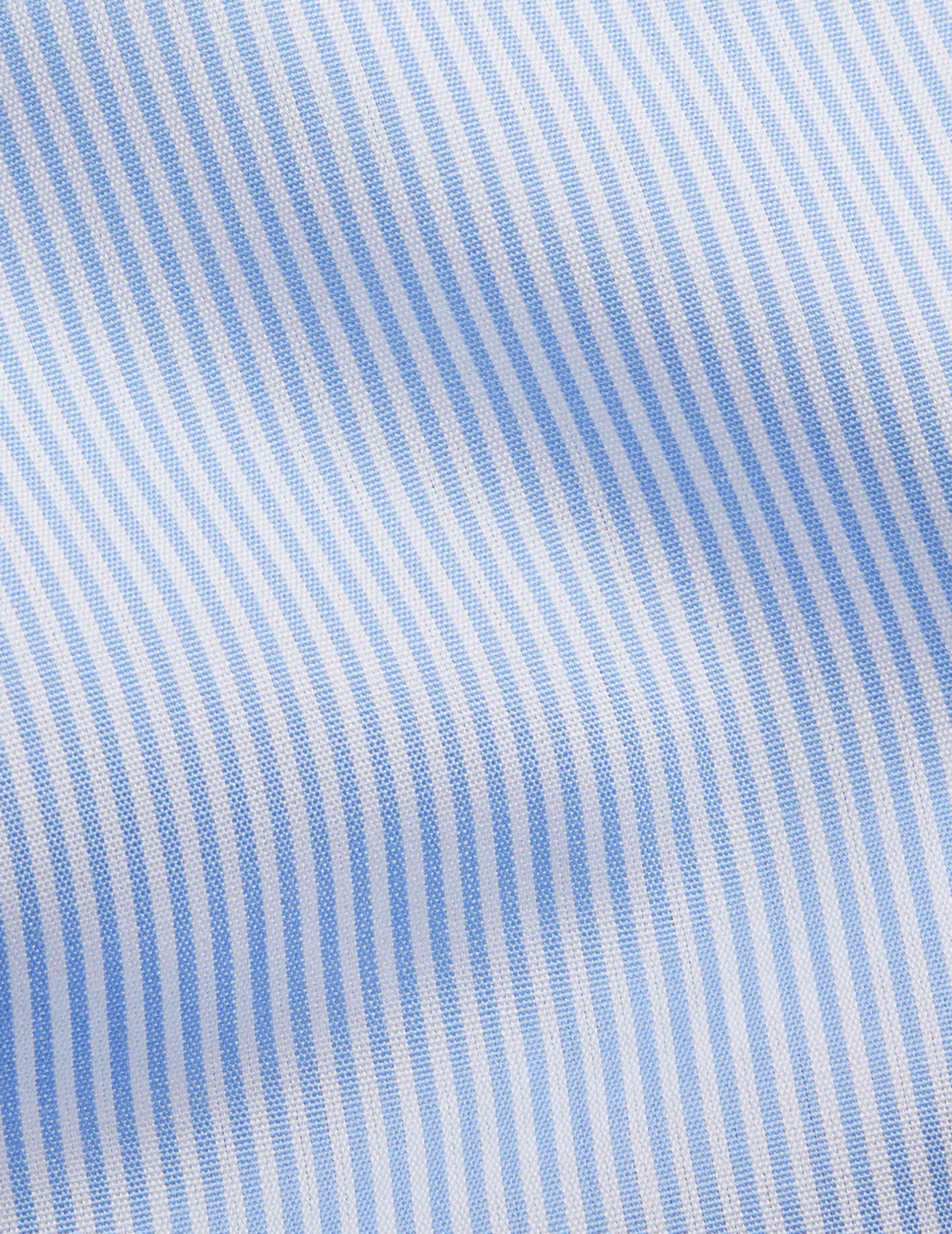 Semi-fitted blue striped shirt - Poplin - Figaret Collar