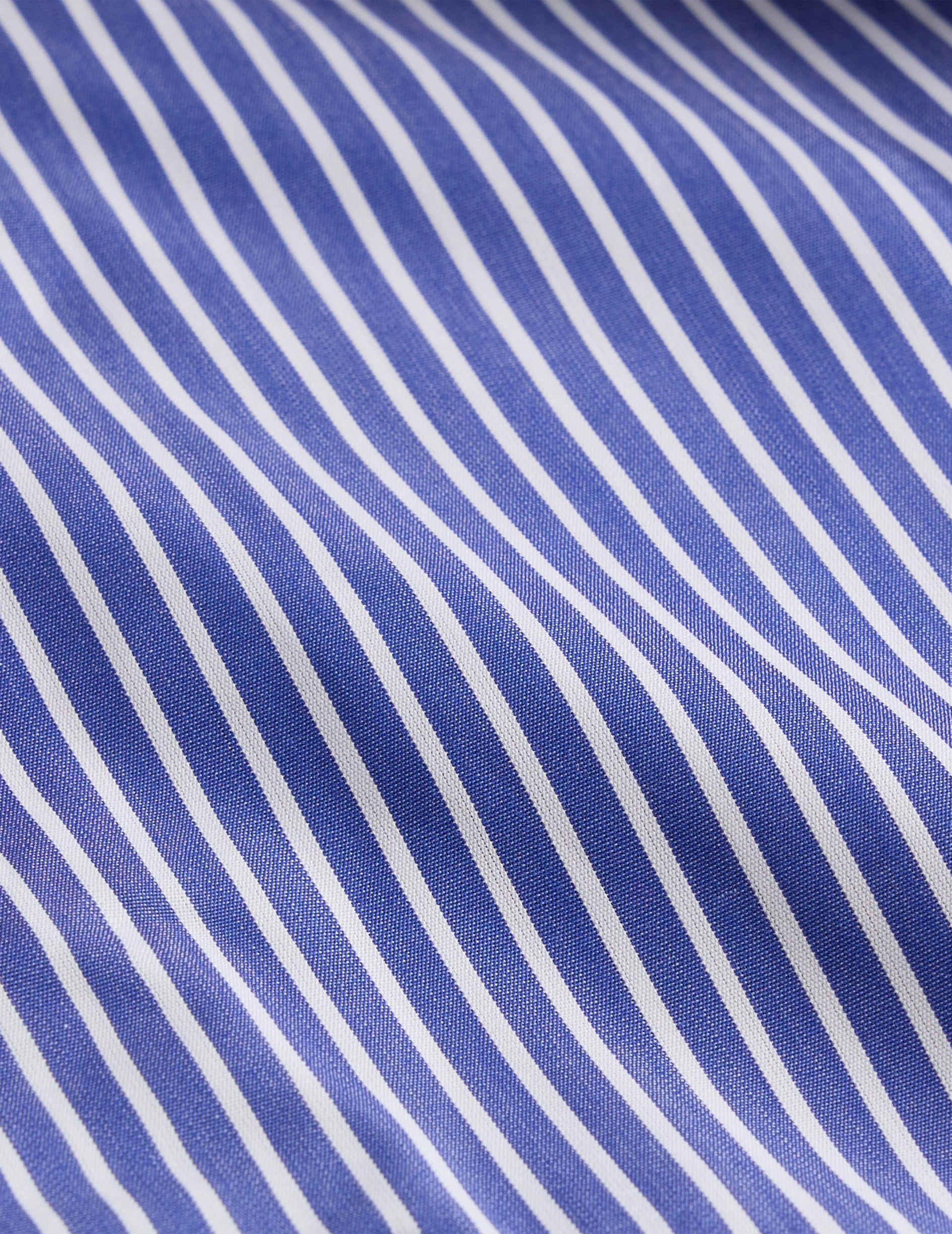 Chemise Semi-ajustée rayée bleue - Popeline - Col Figaret