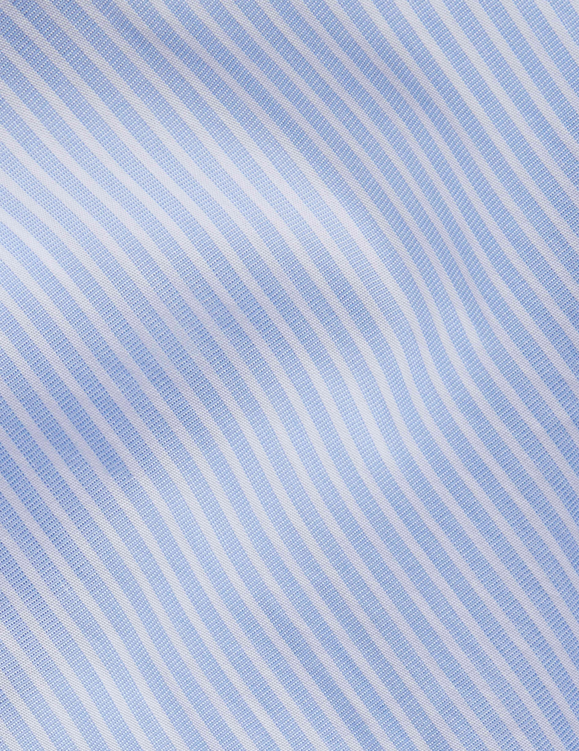 Chemise Semi-ajustée rayée bleue - Popeline - Col Figaret
