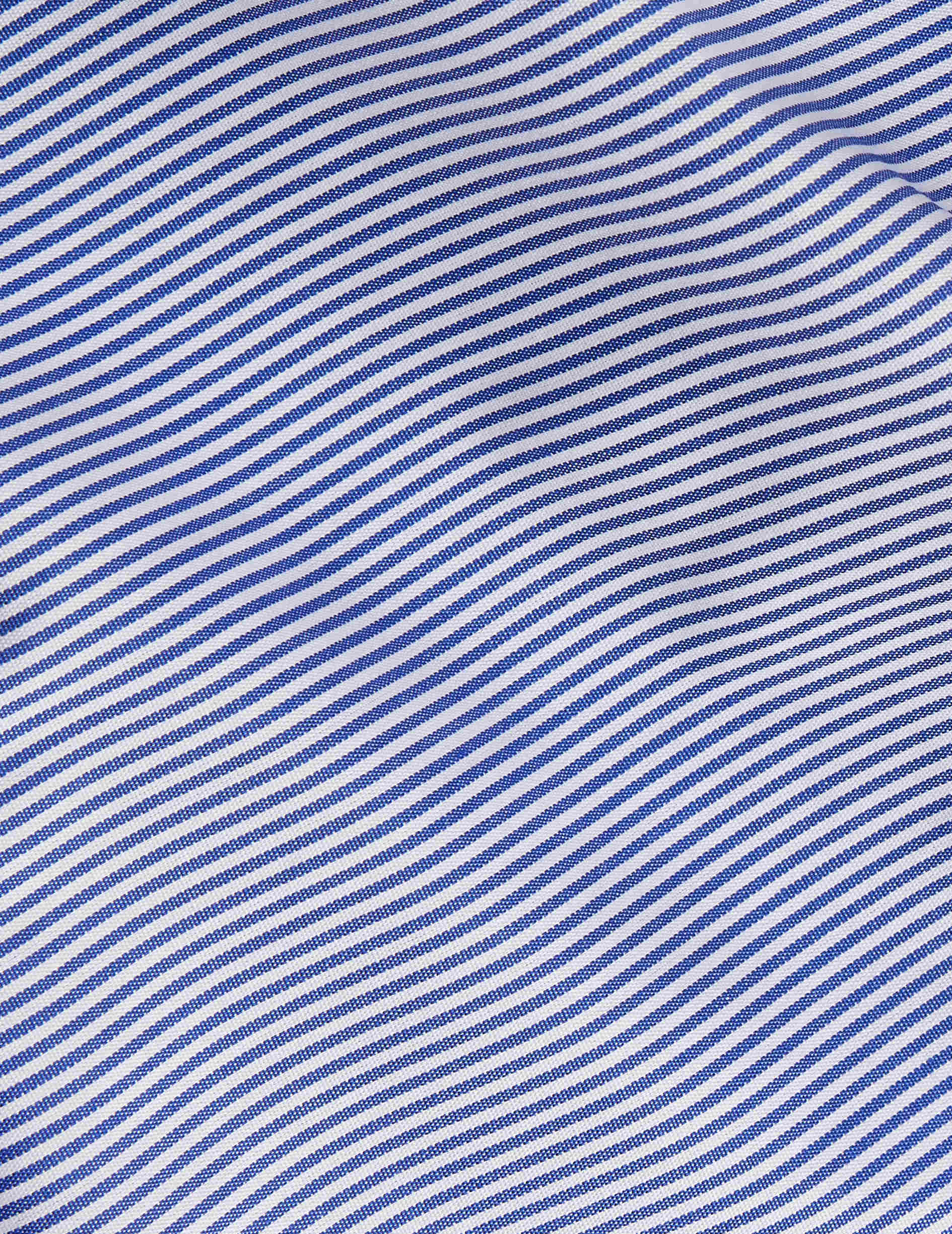 Chemise Ajustée rayée bleue - Popeline - Col Fin