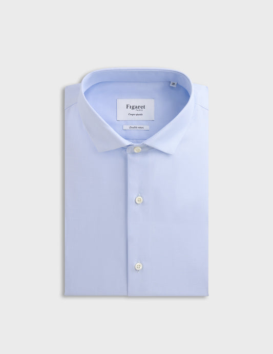 Blue fitted shirt - Shaped - Thin Collar