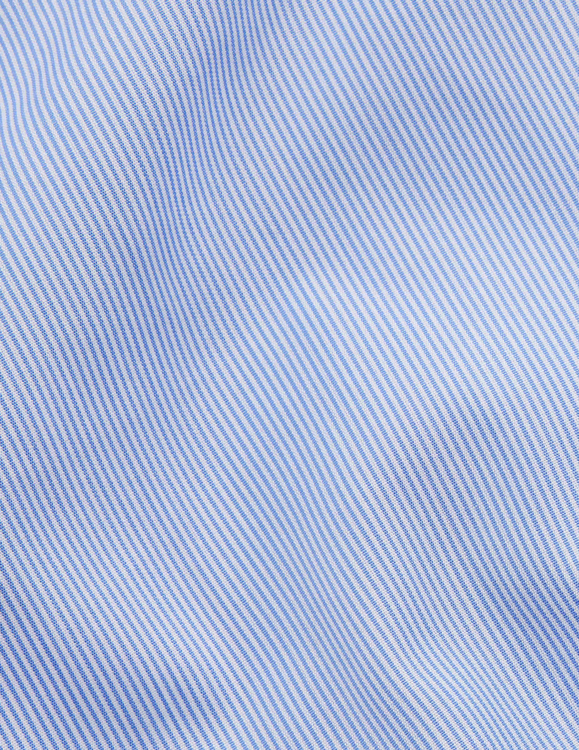 Chemise Classique rayée bleue - Popeline - Col Italien