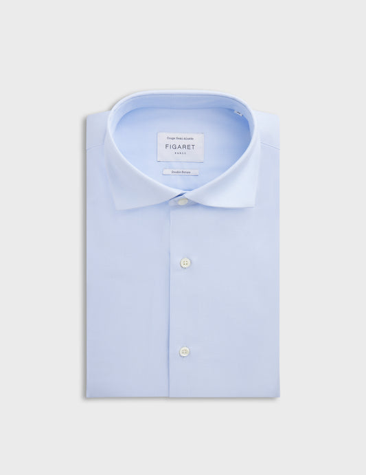 Semi-fitted blue shirt - Shaped - Italian Collar