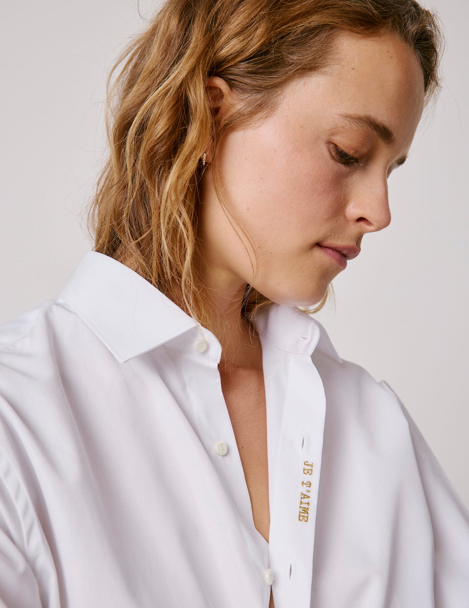 Chemise mixte "Je t'aime" blanche - Popeline - Col Figaret#2