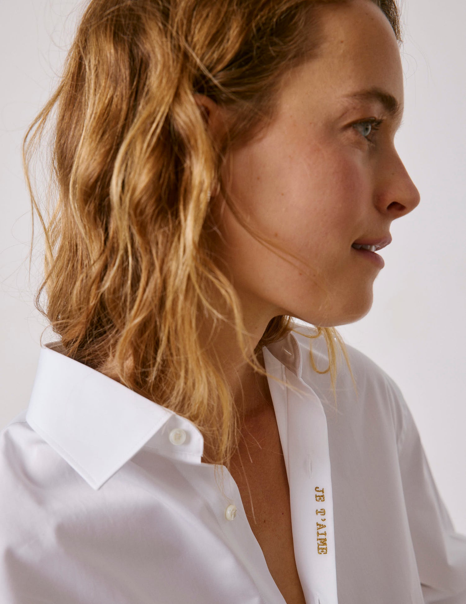 Chemise mixte "Je t'aime" blanche - Popeline - Col Figaret#8