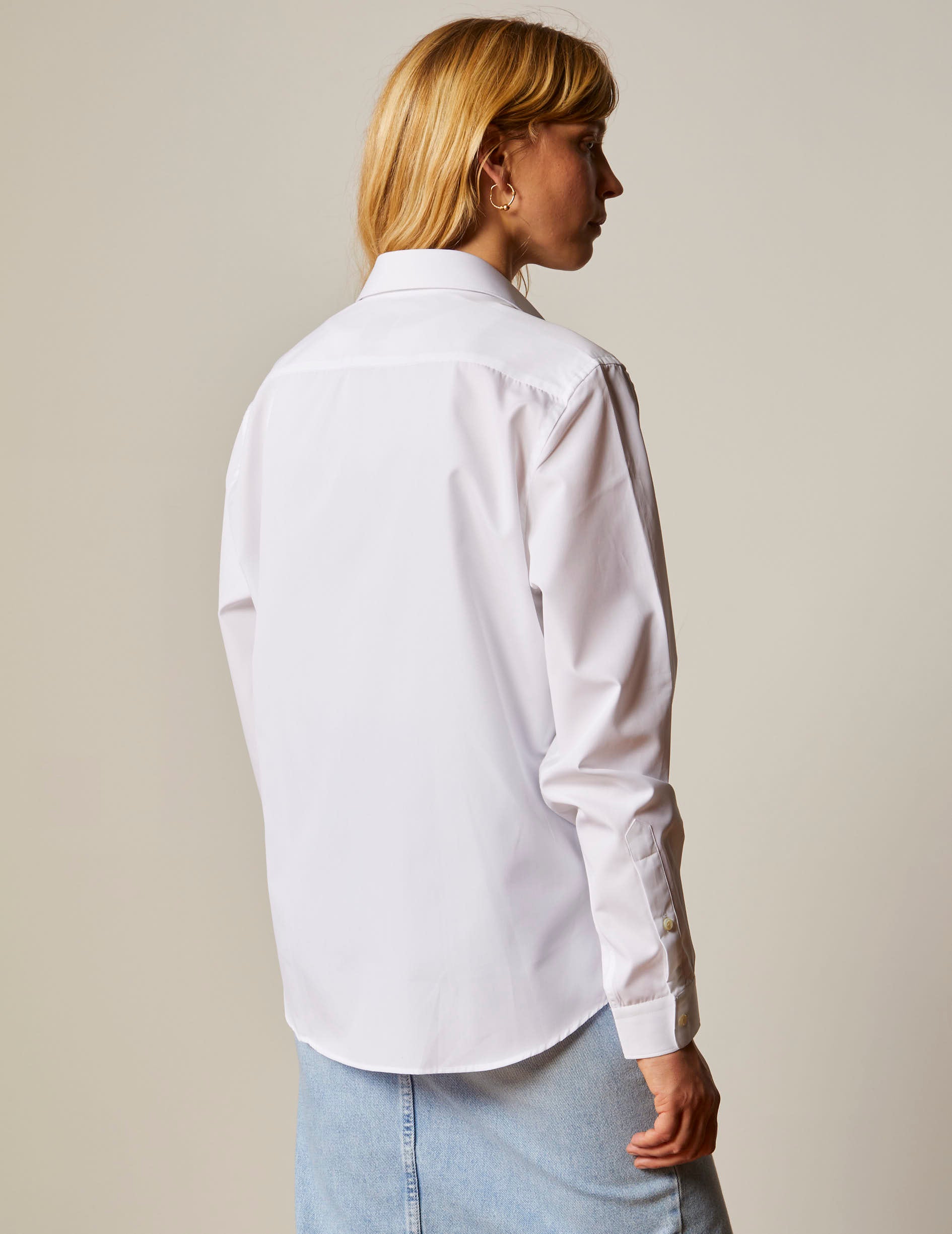 "JE T'AIME" WHITE SHIRT EMBROIDERED IN GOLD - Poplin - Figaret Collar