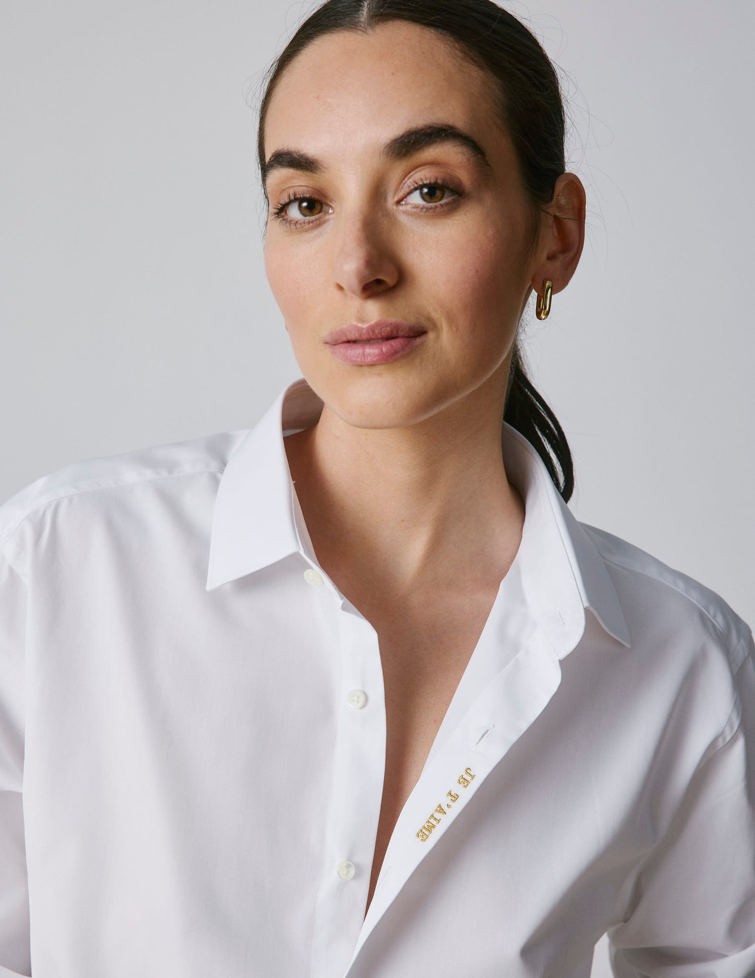 Chemise mixte "Je t'aime" blanche - Popeline - Col Figaret#4