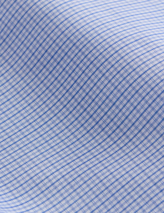 Chemise Classique manches courtes à carreaux bleus