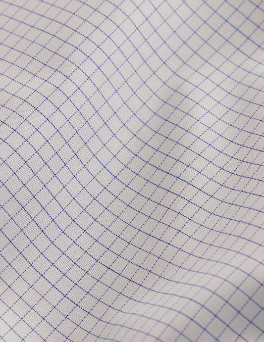 Semi-fitted navy checked shirt