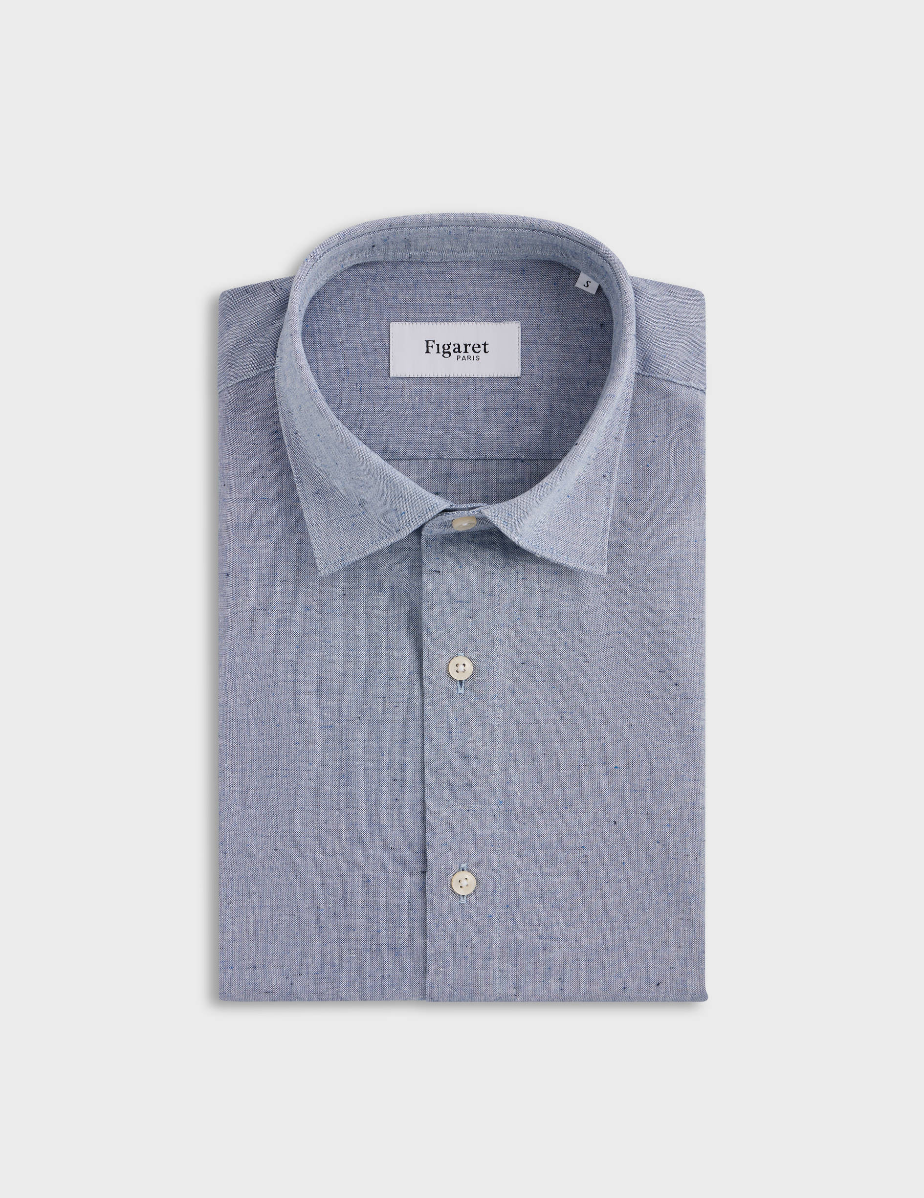 Heather blue Auguste shirt - Cotton canvas - French Collar