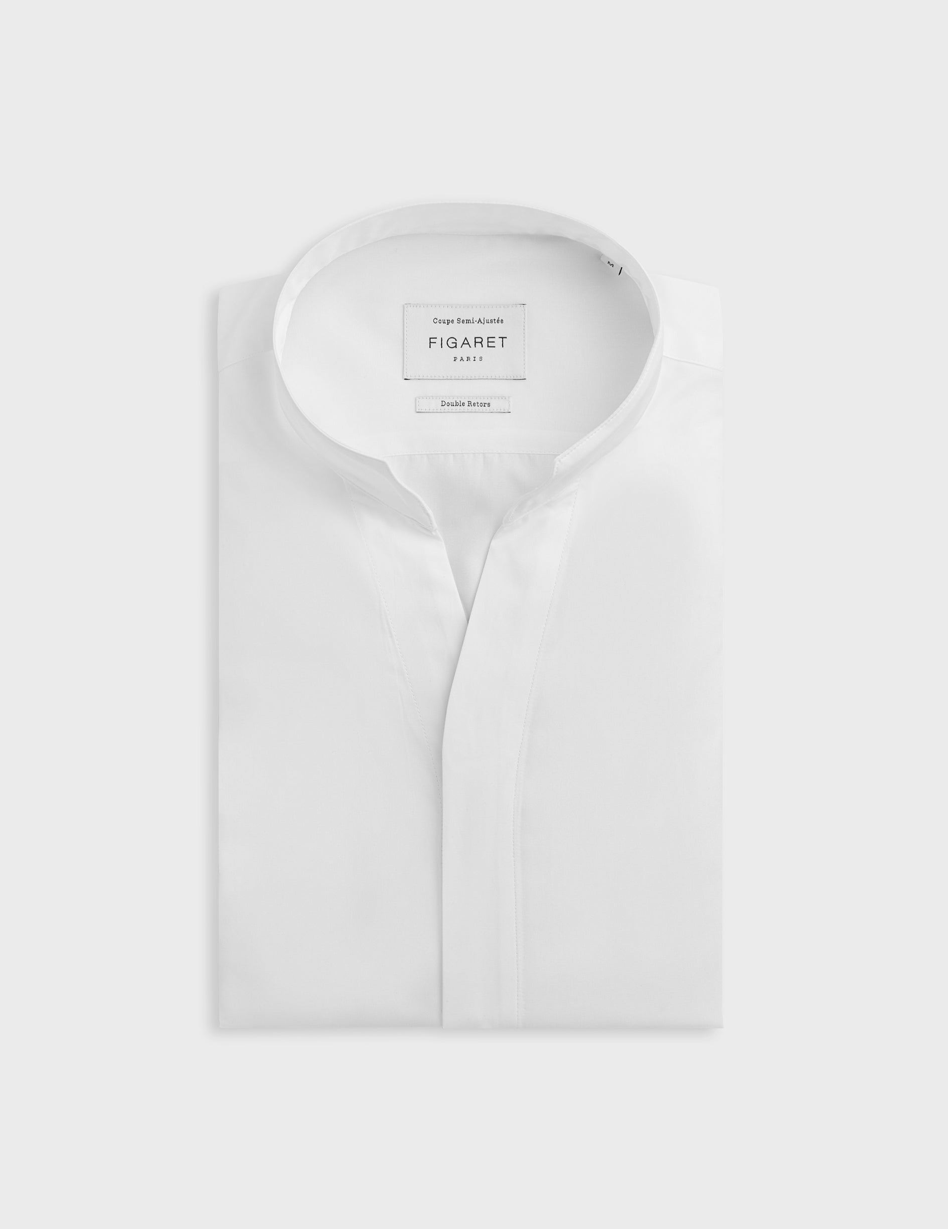 White hidden throat Carl shirt - Poplin - Open right Collar