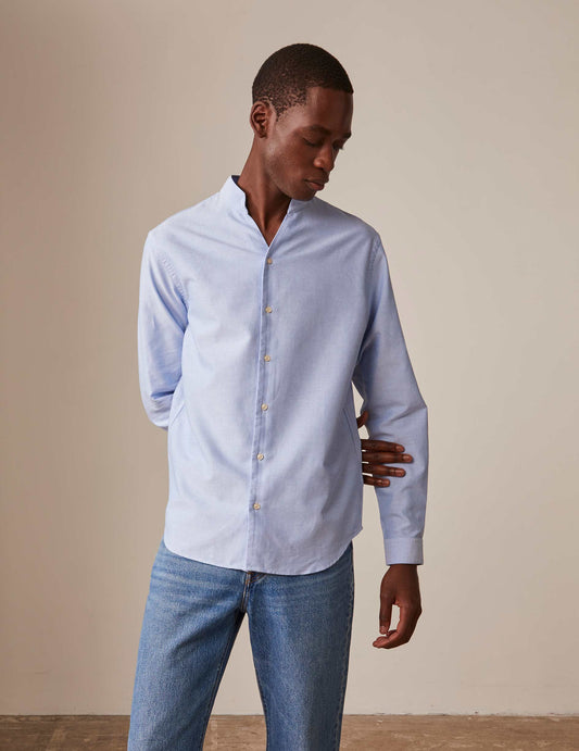 Blue Carl shirt - Oxford - Open right Collar