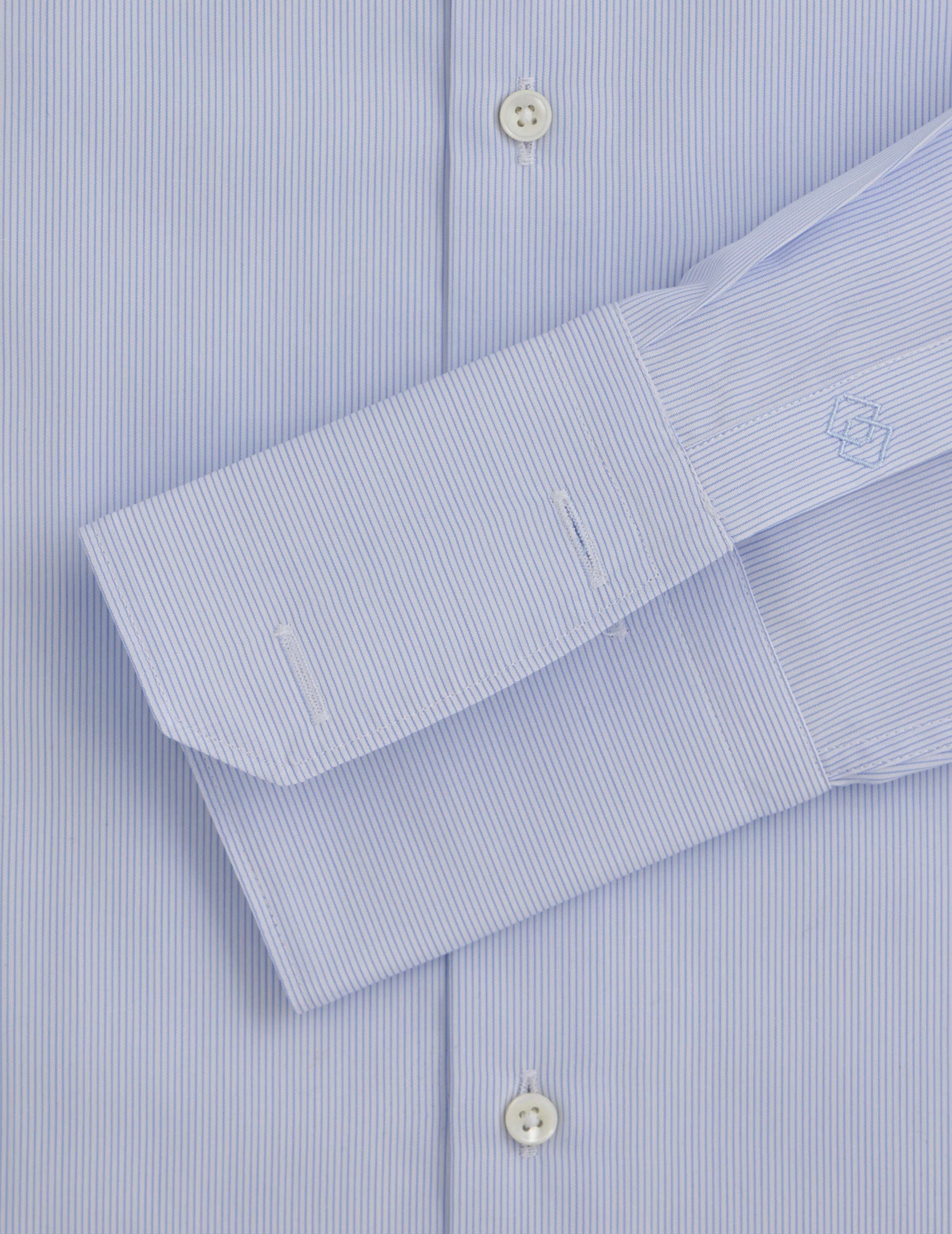 Fitted blue striped shirt - Poplin - Figaret Collar - French Cuffs