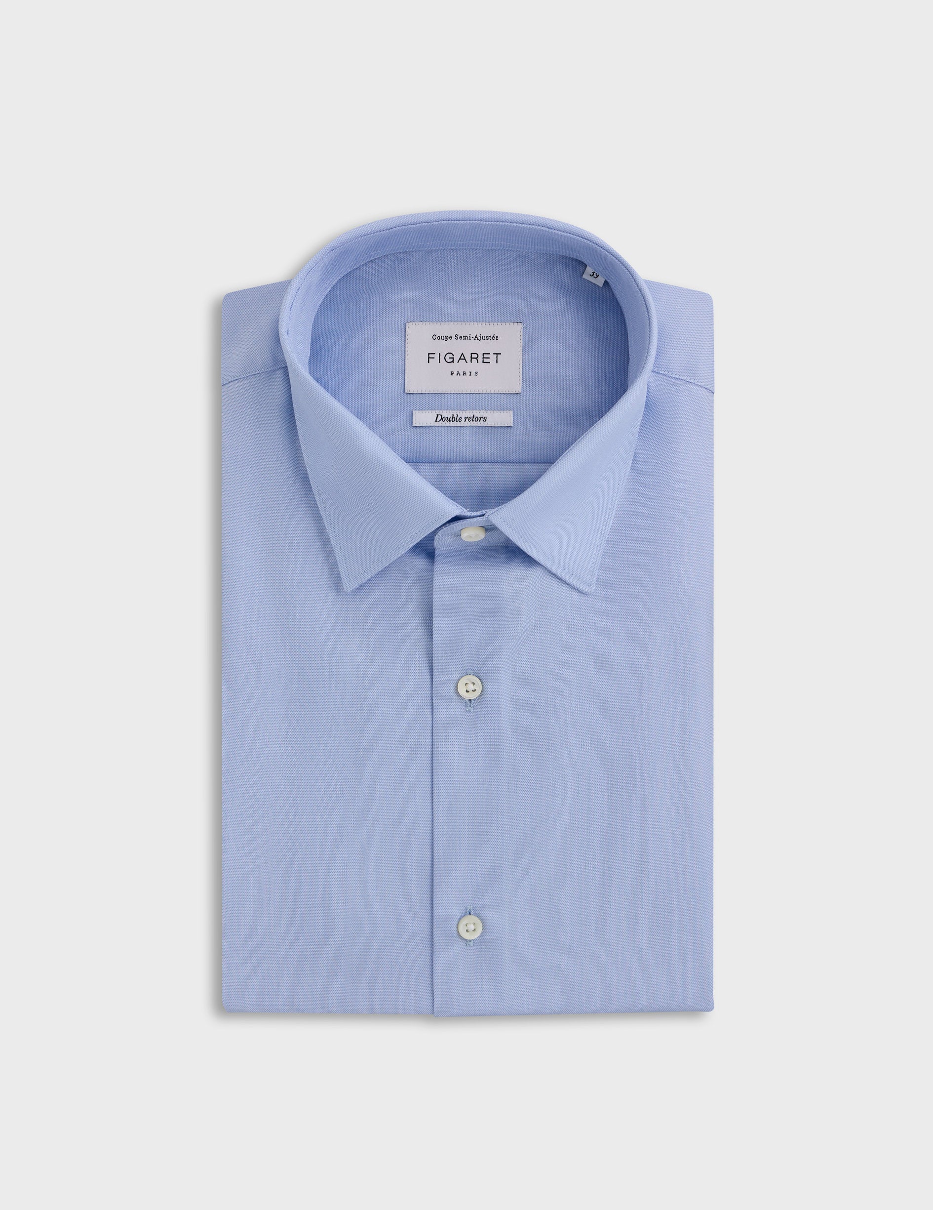 Semi-fitted blue shirt - Shaped - Figaret Collar - French Cuffs