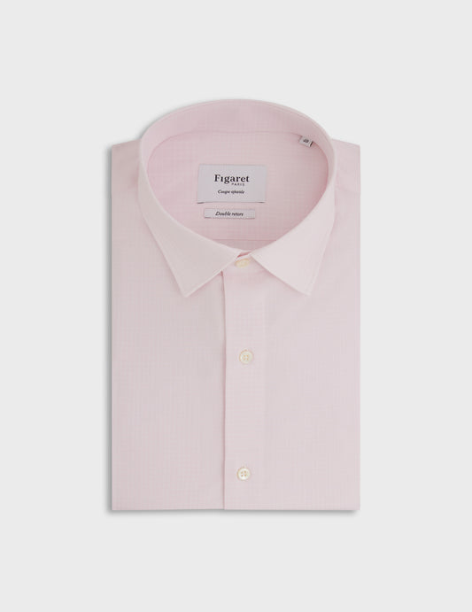 Fitted pink checked shirt - Poplin - Figaret Collar