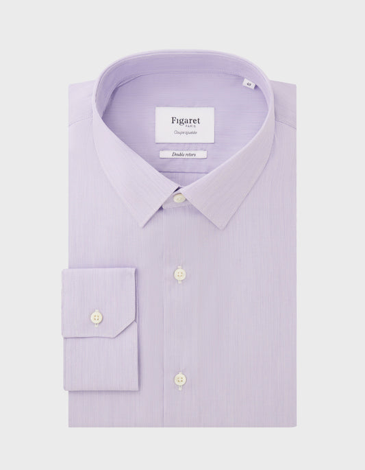 Chemise Ajustée rayée violette - Popeline - Col Figaret