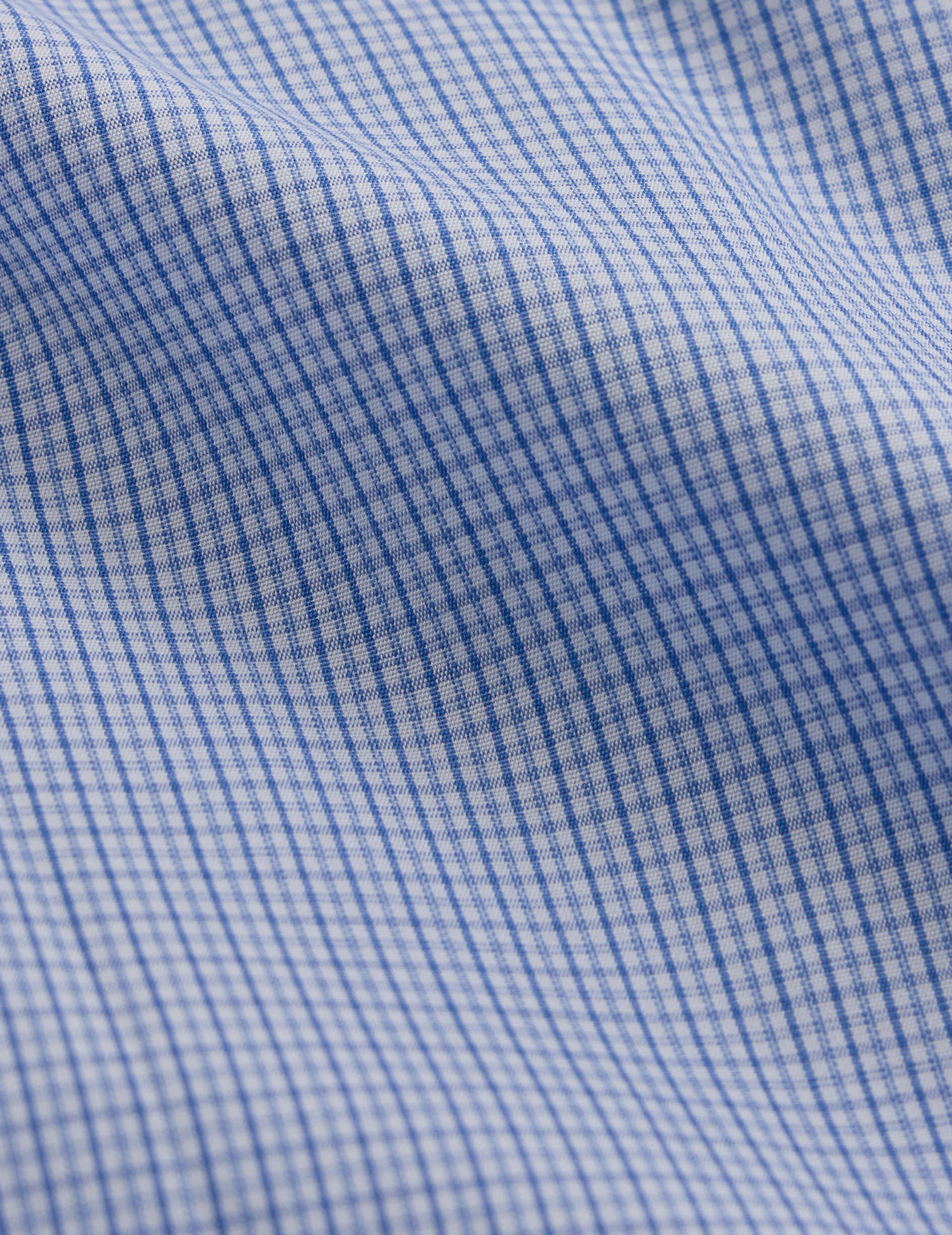 Chemise Classique à carreaux bleus - Popeline - Col Figaret