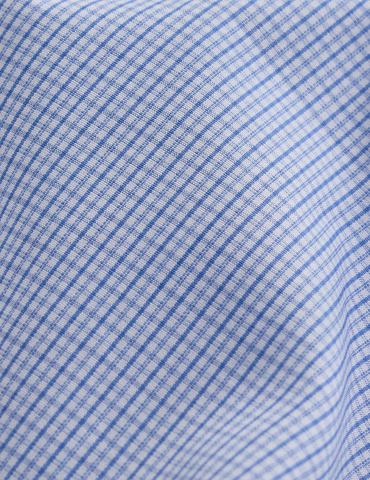 Fitted blue checked shirt