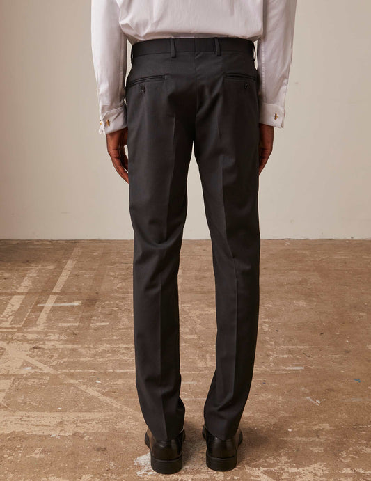 Pantalon de costume Fabrice en twill de laine gris foncé