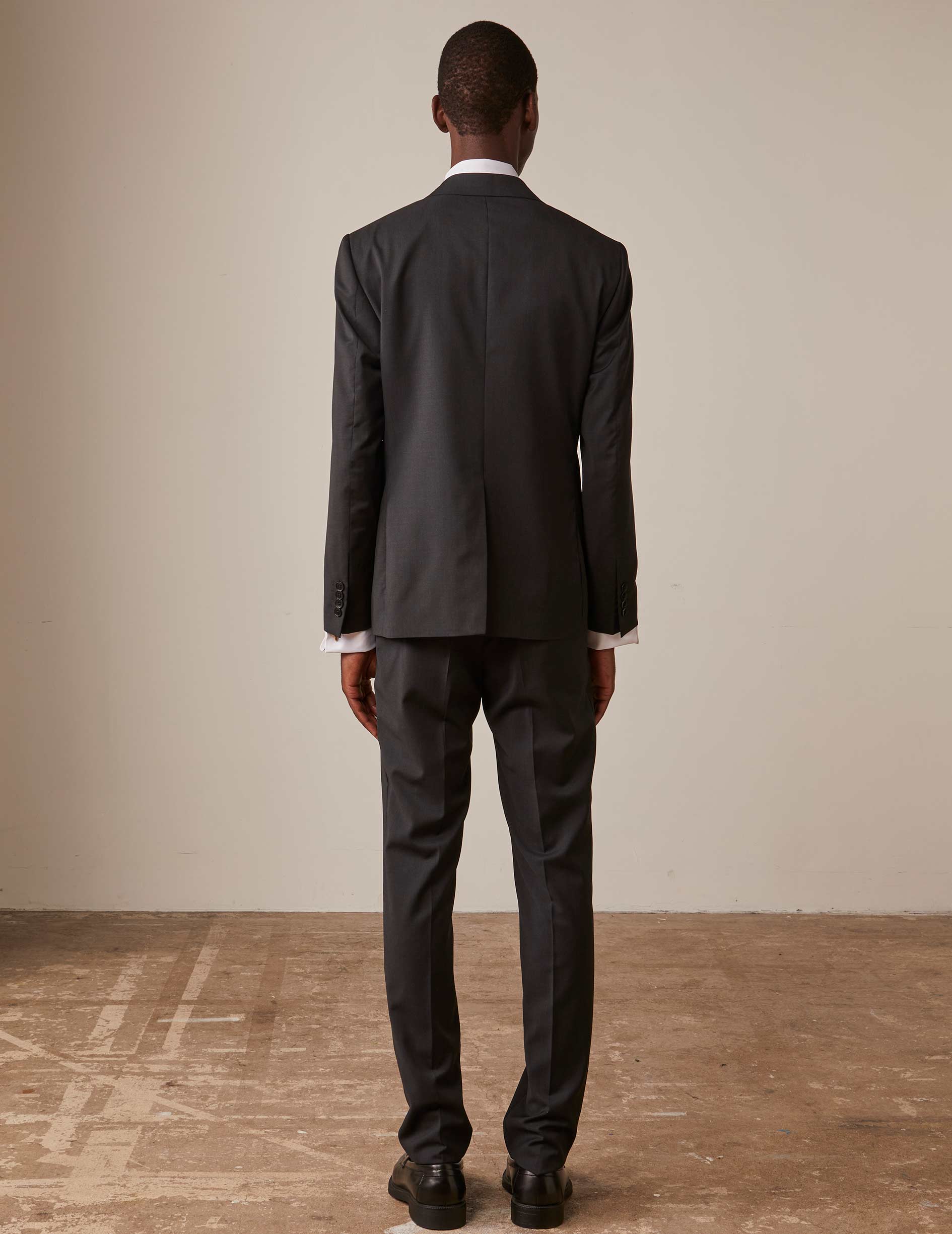 Fabien suit jacket in dark gray wool twill
