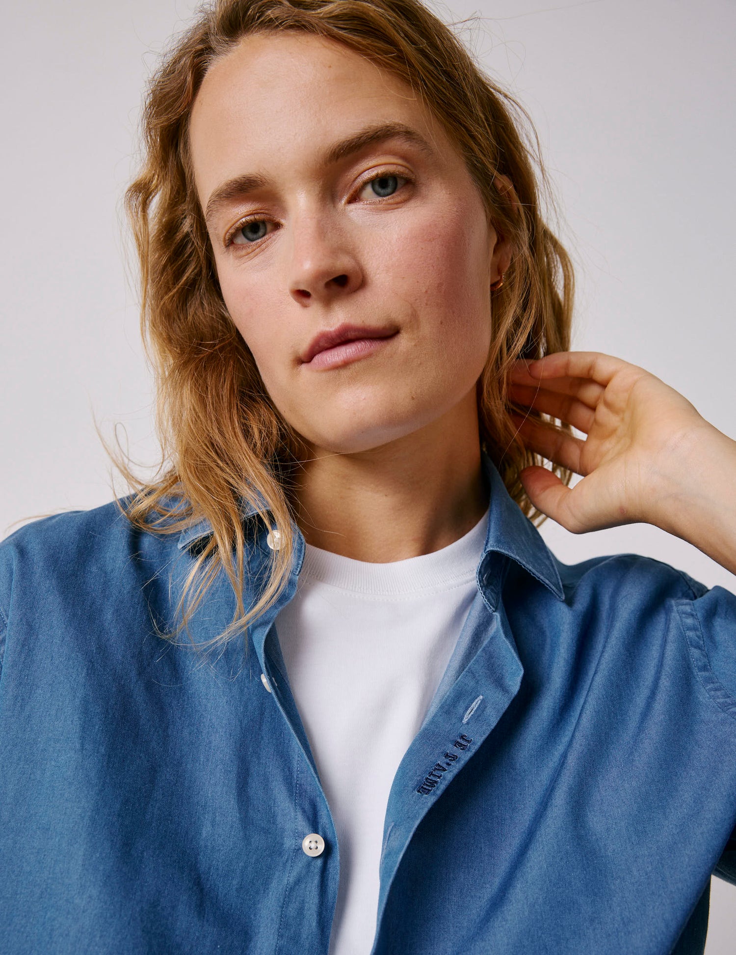 Chemise mixte "Je t'aime" en denim - Denim - Col Figaret#9