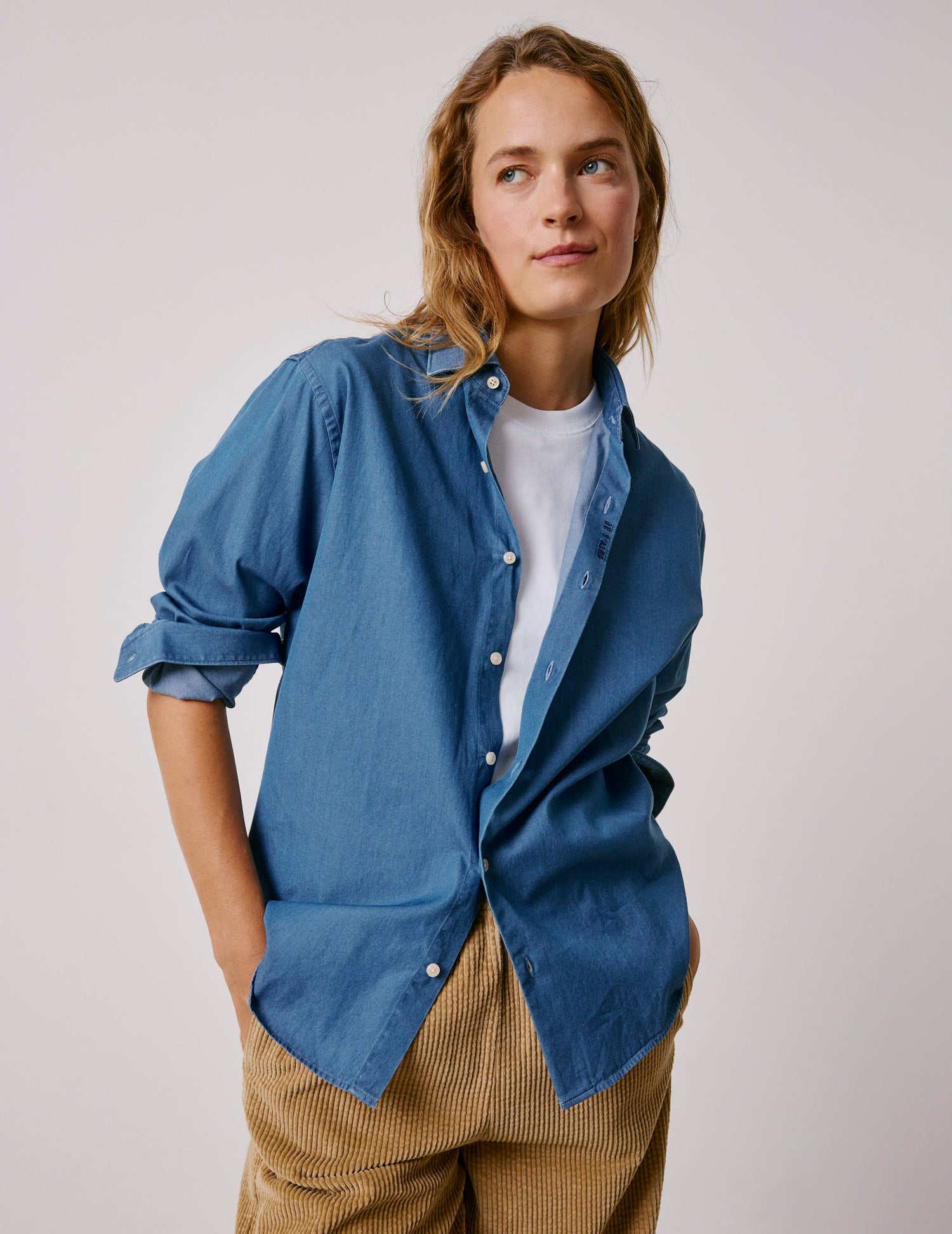 Chemise mixte "Je t'aime" en denim - Denim - Col Figaret#7