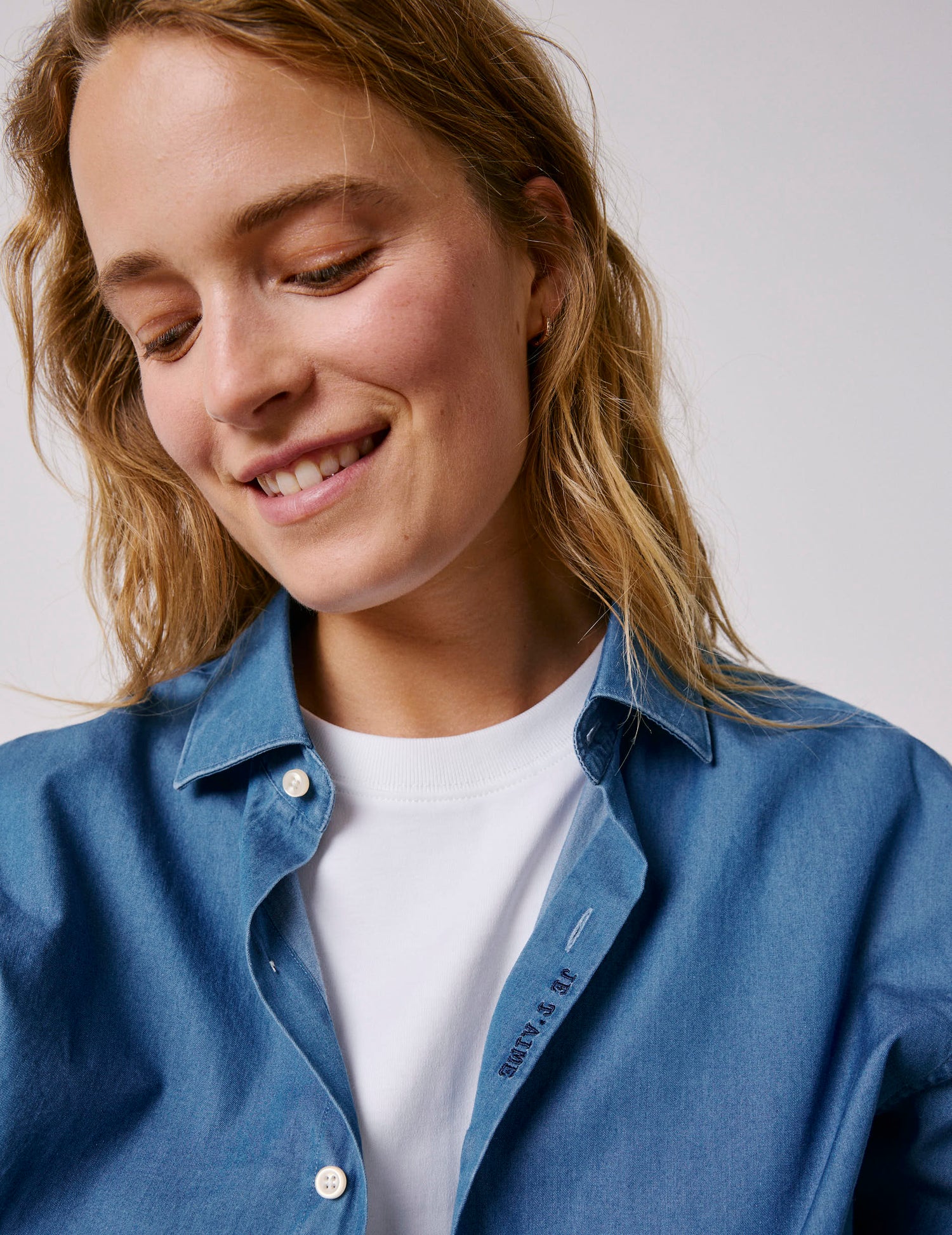 Chemise mixte "Je t'aime" en denim