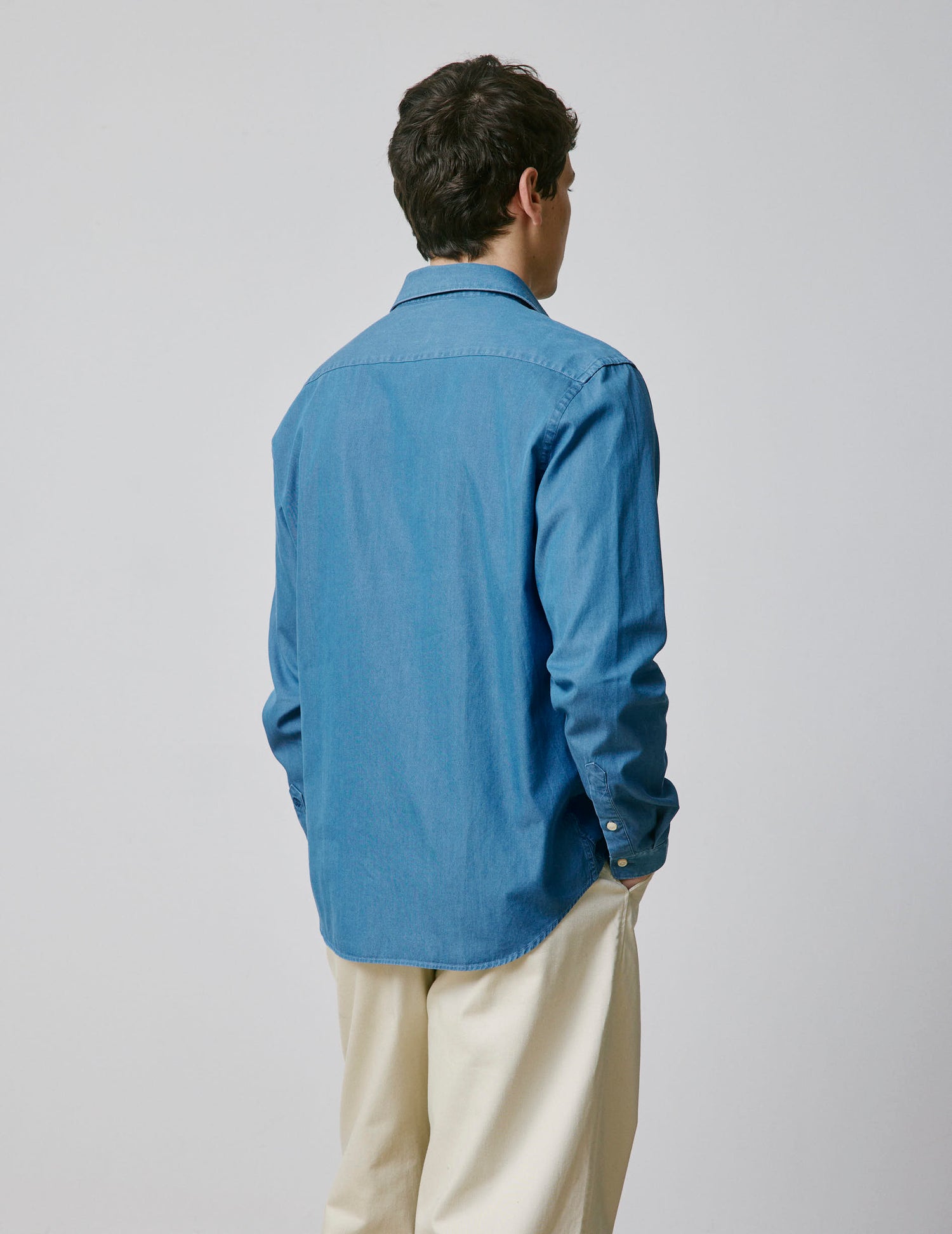 Unisex Blue denim "Je t'aime" shirt - Denim - Figaret Collar#9