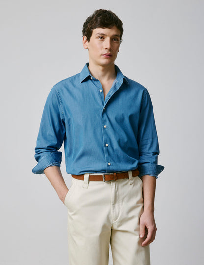 Unisex Blue denim "Je t'aime" shirt