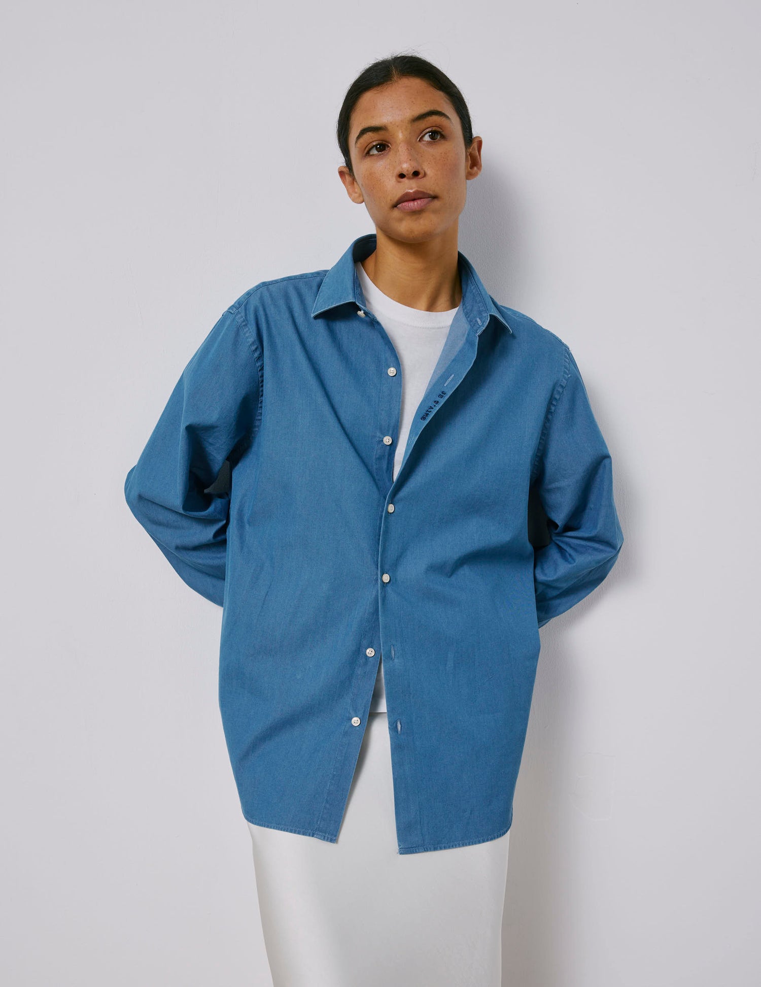 Chemise mixte "Je t'aime" en denim - Denim - Col Figaret#7