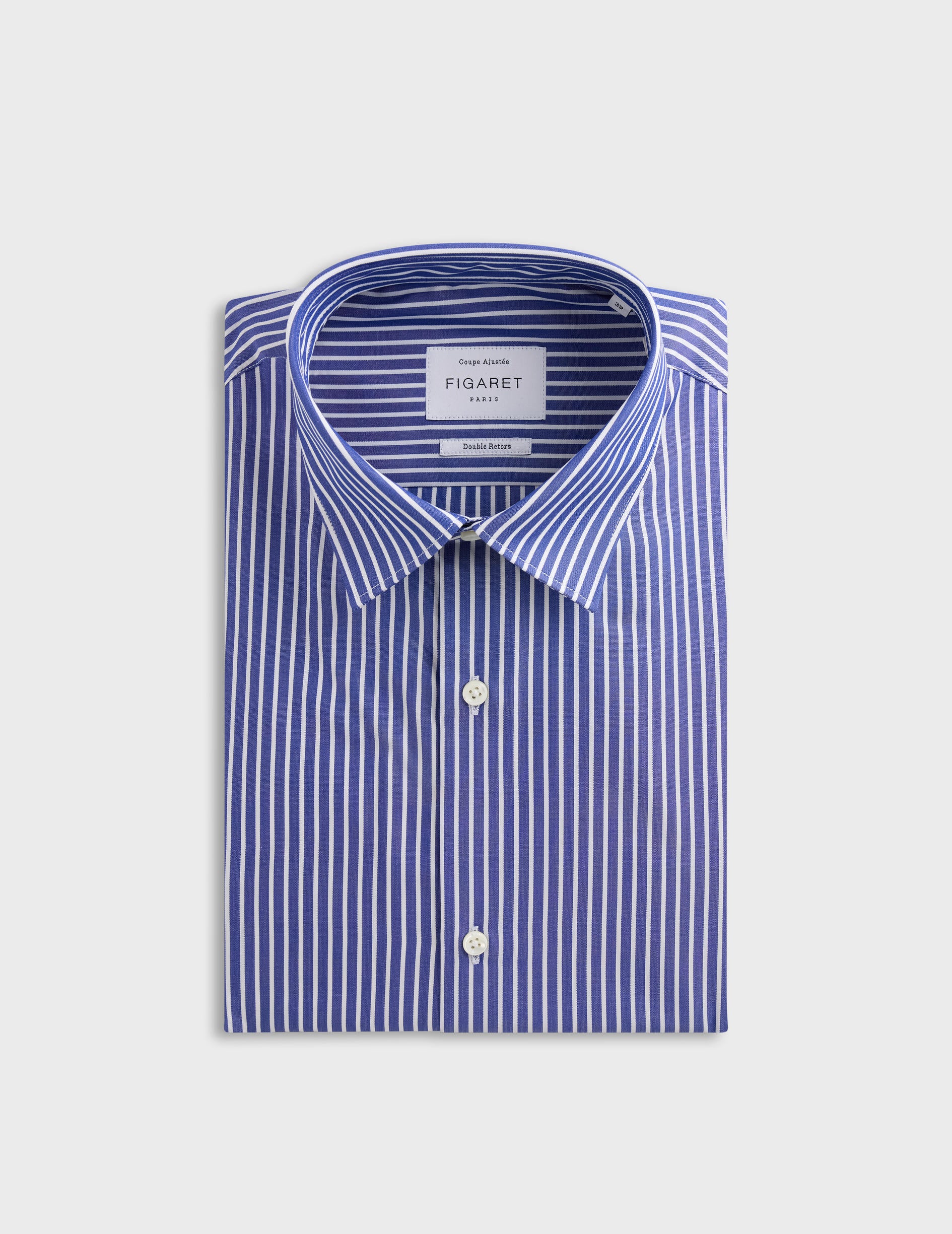 Fitted blue striped shirt