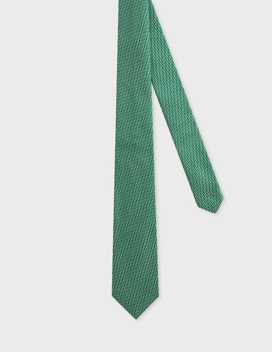 Patterned green silk tie
