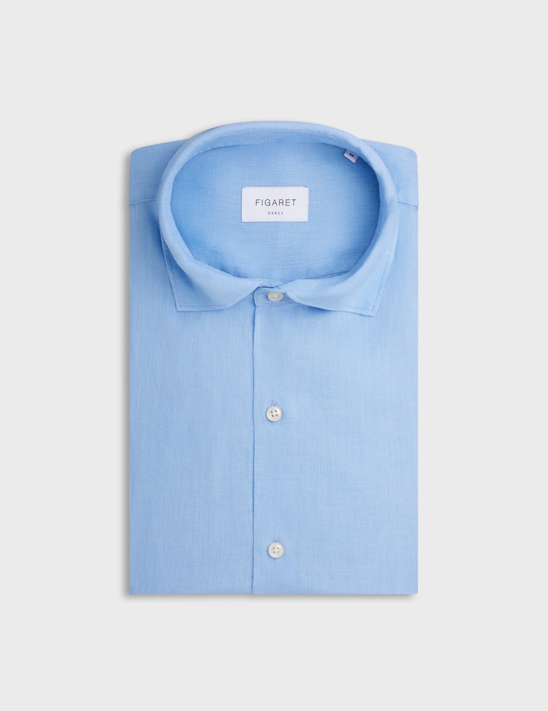 Aristote shirt in light blue linen - Linen - Italian Collar