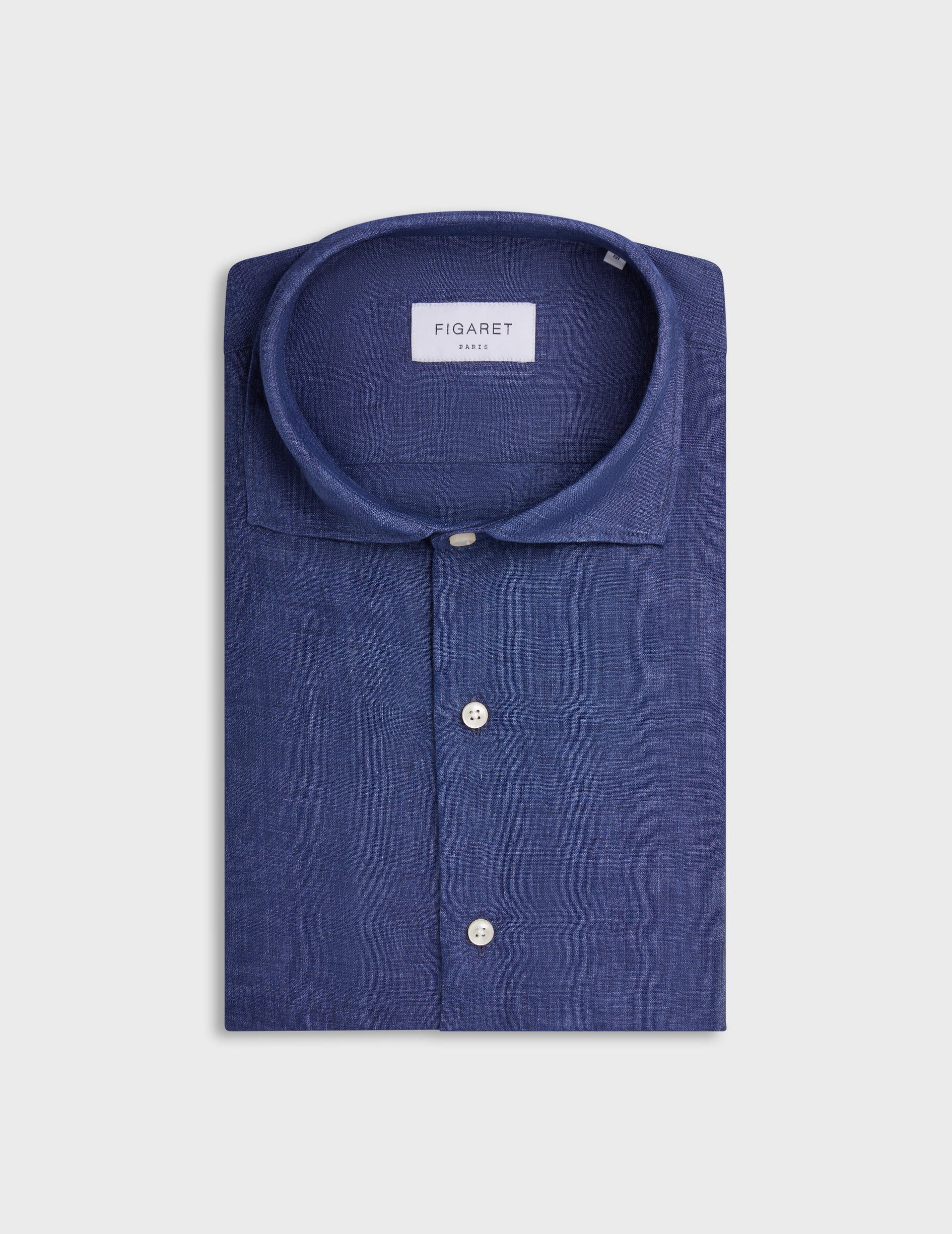 Aristote shirt in dark blue linen - Linen - Italian Collar