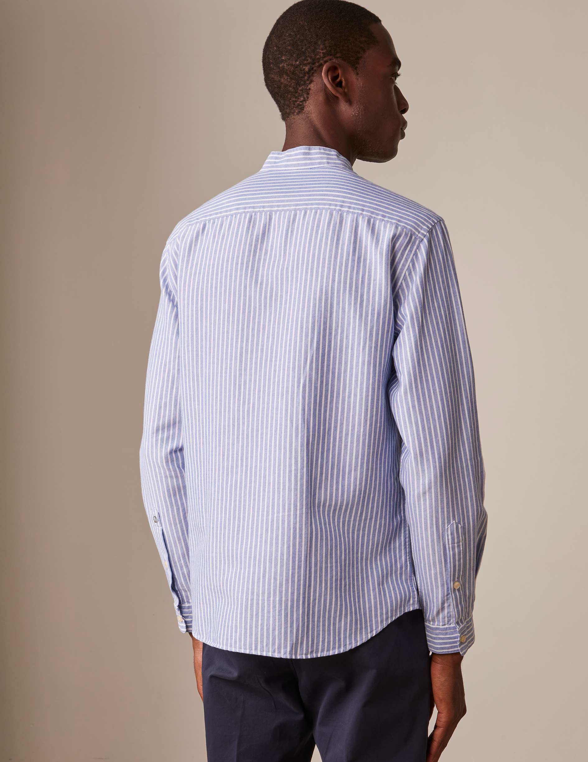 Blue striped Carl shirt - Oxford - Open straight Collar