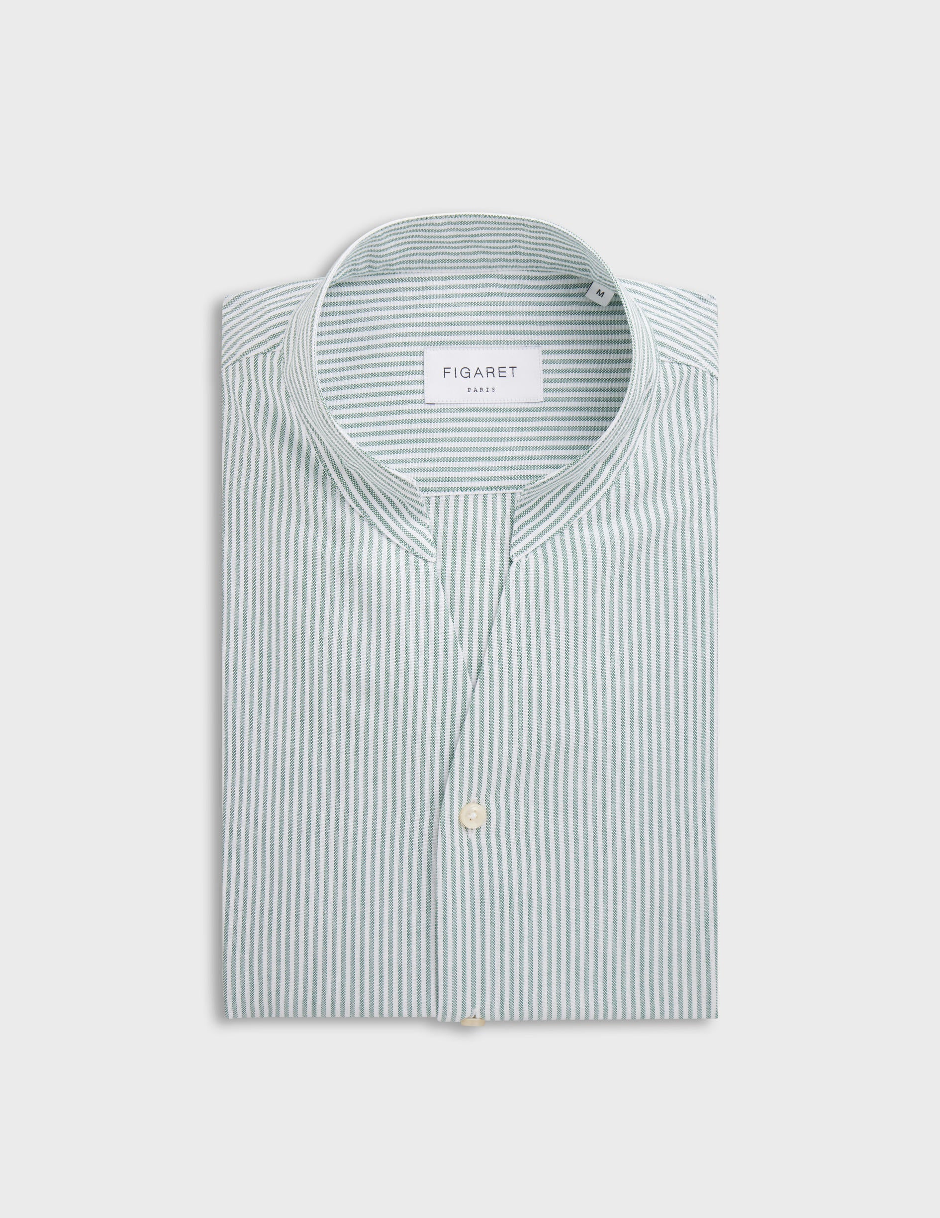 Green striped Carl shirt - Oxford - Open straight Collar