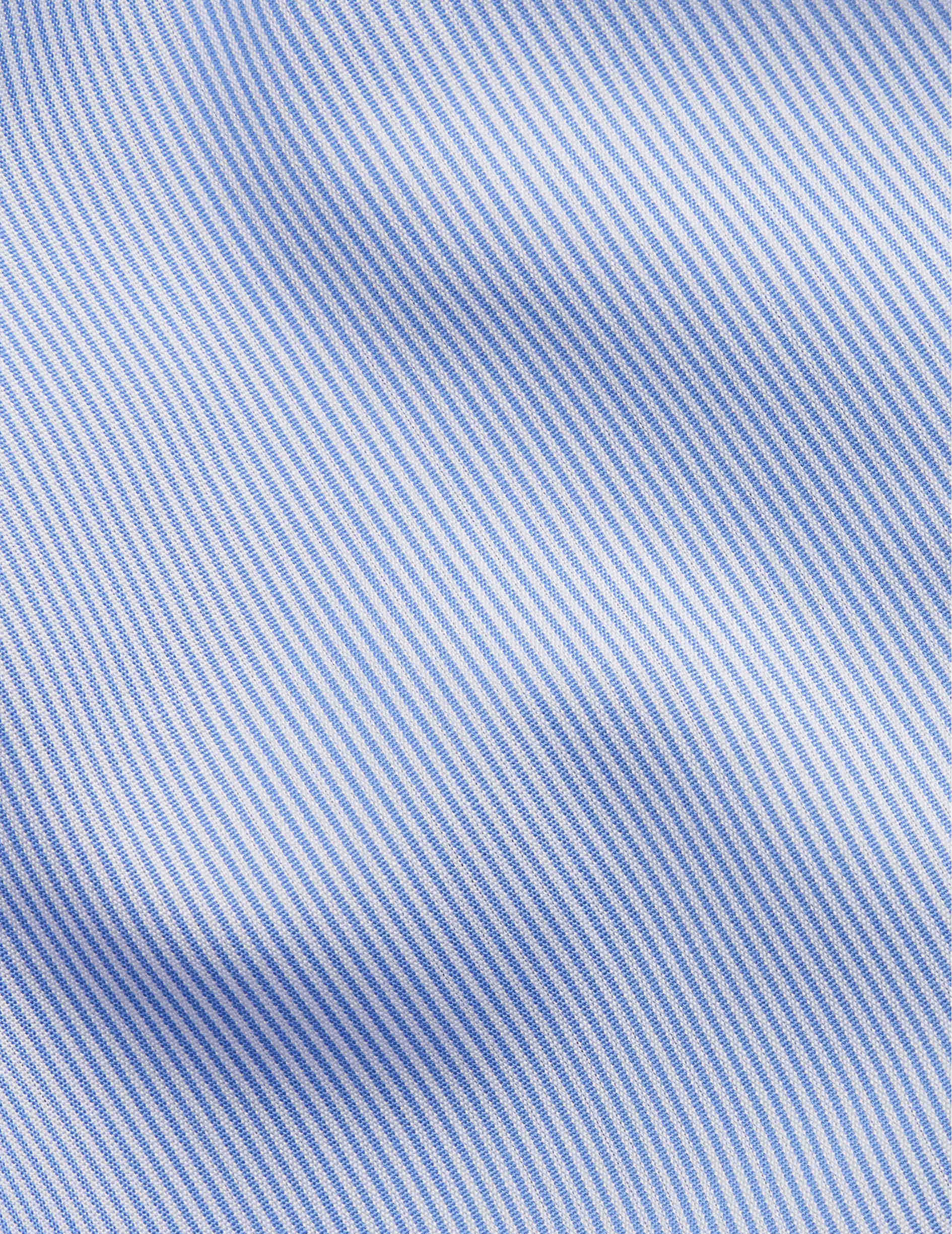 Chemise Ajustée rayée bleue - Popeline - Col Figaret