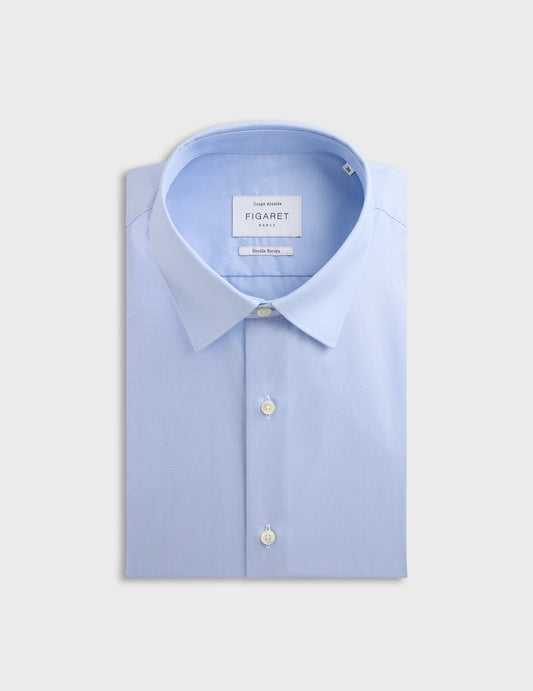 Fitted blue shirt - Poplin - Figaret Collar