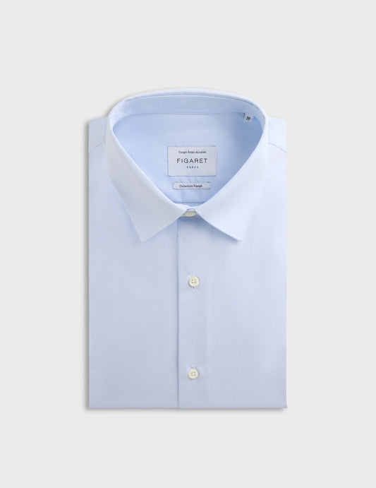 Semi-fitted blue shirt - Poplin - Figaret Collar