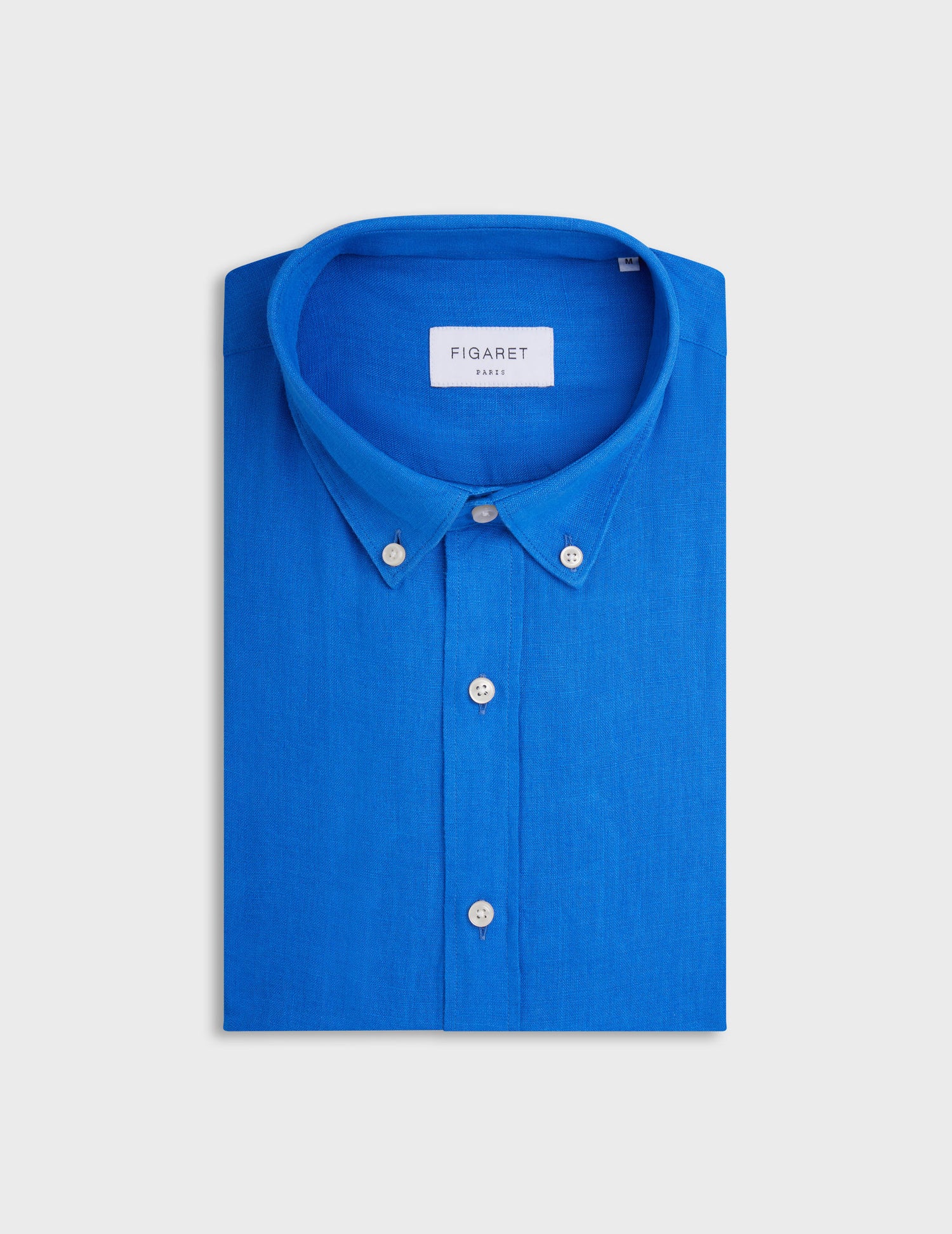 Chemise Gaspard en lin bleu - Lin - Col Américain