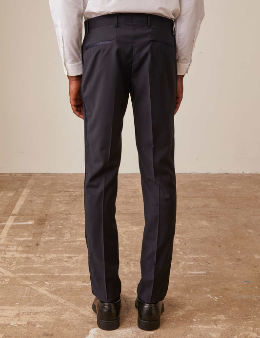 Fabrice suit trousers in midnight blue wool canvas