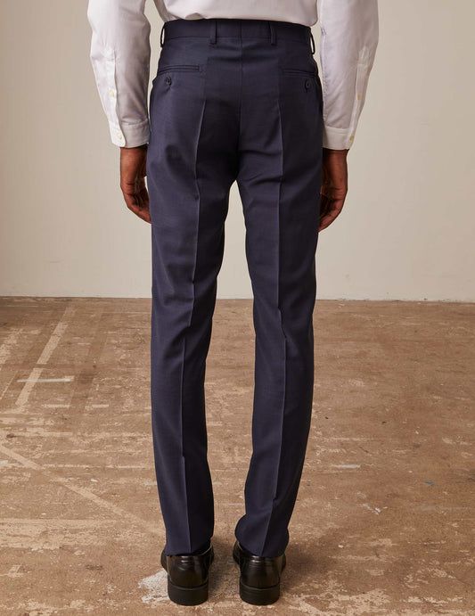 Fabrice suit trousers in navy wool pinpoint