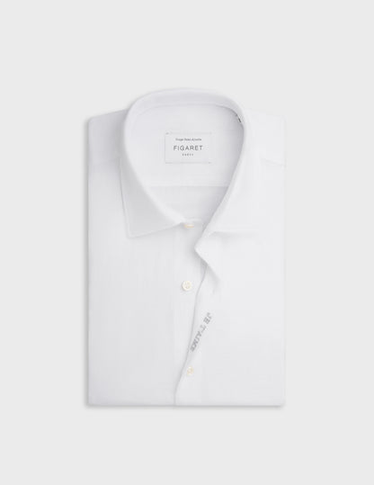 White linen "Je t'aime" shirt with grey embroidery