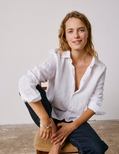 Unisex White linen "Je t'aime" shirt