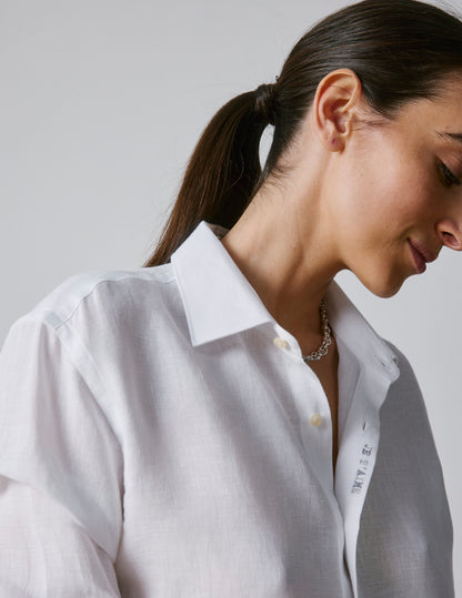 Chemise mixte "Je t'aime" en lin blanc