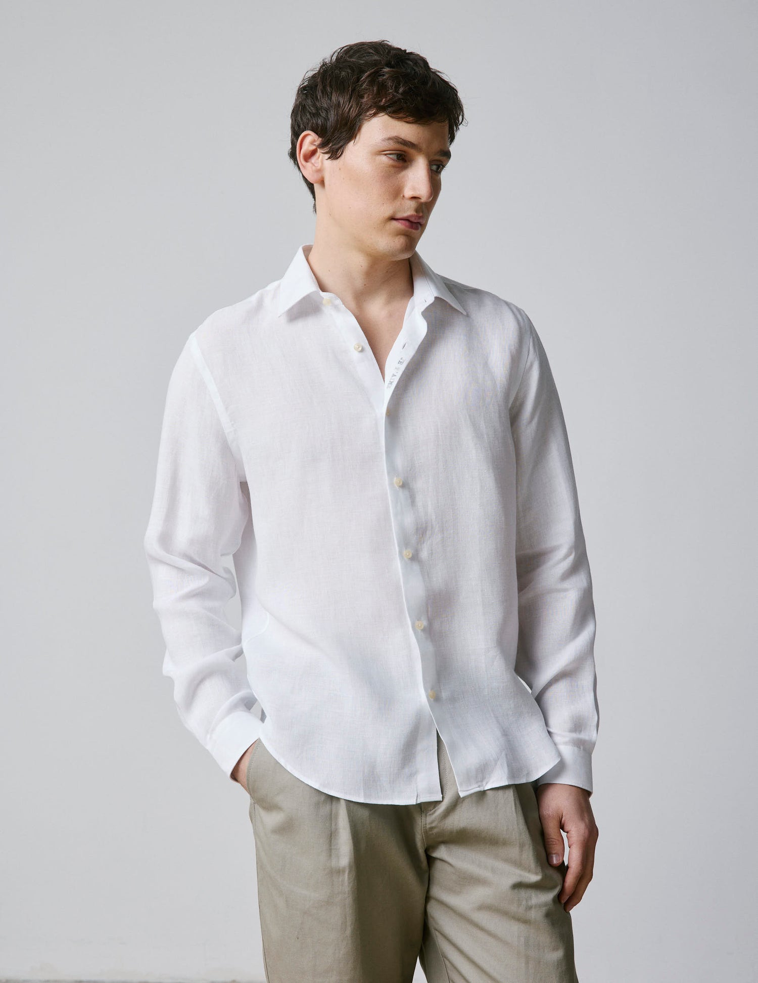 Chemise mixte "Je t'aime" en lin blanc - Lin - Col Figaret#3